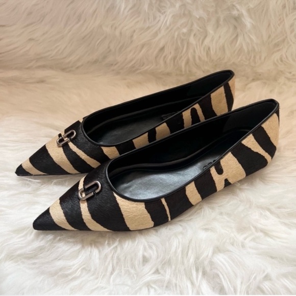 New! MARC JACOBS Ali Pointed-Toe Zebra Ponyhair Ballerina Flats - Picture 5 of 10